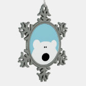 Eisbär Blau Schneeflocken Zinn-Ornament (Links)