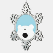 Eisbär Blau Schneeflocken Zinn-Ornament (Rechts)