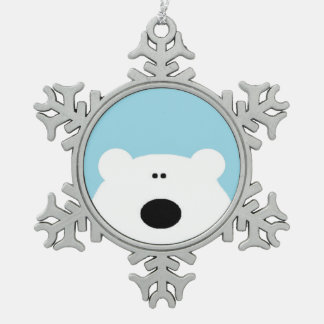 Eisbär Blau Schneeflocken Zinn-Ornament