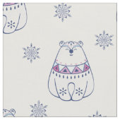 Eisbär Blau und weiße Schneeflocken Stoff (Nahaufnahme)
