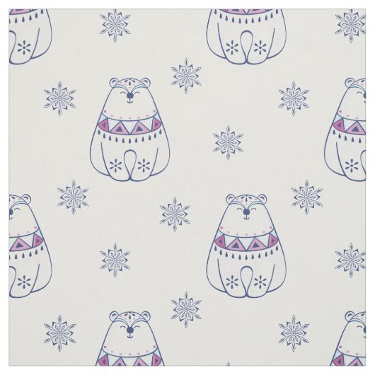 Eisbär Blau und weiße Schneeflocken Stoff (Muster)