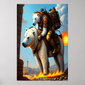 Eisbär, der auf einem Eisbär reitet | AI Art Poste Poster (Vorne)