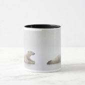 Eisbär, der auf einen See des Eises legt Tasse (Zentrum)
