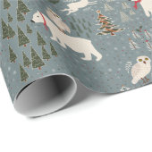 Eisbär der Weihnachtstiere auf blaugrau Geschenkpapier (Rolleneckpunkt)