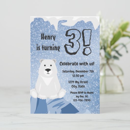 Eisbär - Einladung zum Geburtstag (Stehend Vorderseite)