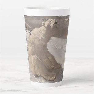 Eisbär entspannt im Schnee Vintage-Illustration Milchtasse