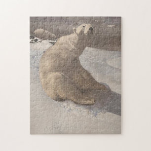 Eisbär entspannt im Schnee Vintage-Illustration Puzzle