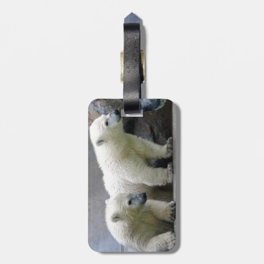 Eisbär-Gepäckanhänger mit Lederband Gepäckanhänger (Rückseite vertikal)