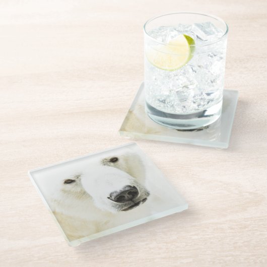 Eisbär Glasuntersetzer (Schrägansicht)