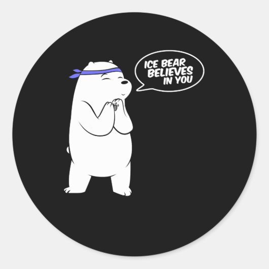 Eisbär glaubt an euch Polarbär lange Runder Aufkleber (Vorderseite)