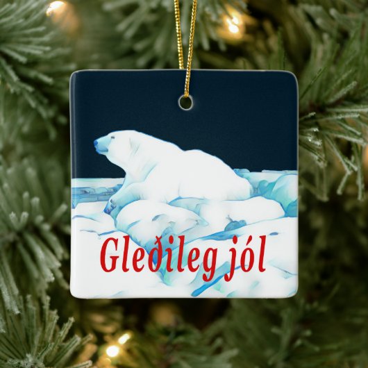 Eisbär - Gleðileg Jól Keramikornament (Baum)