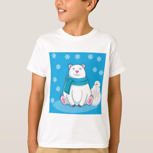 Eisbär grinsen und Schneemann T-Shirt (Vorderseite)
