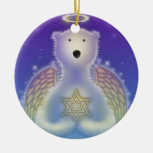 Eisbär hält Sternenschmuck Keramik Ornament