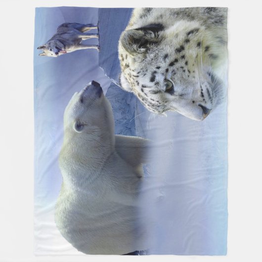 Eisbär, Hund und Schneeleopard Fleecedecke (Vorderseite)