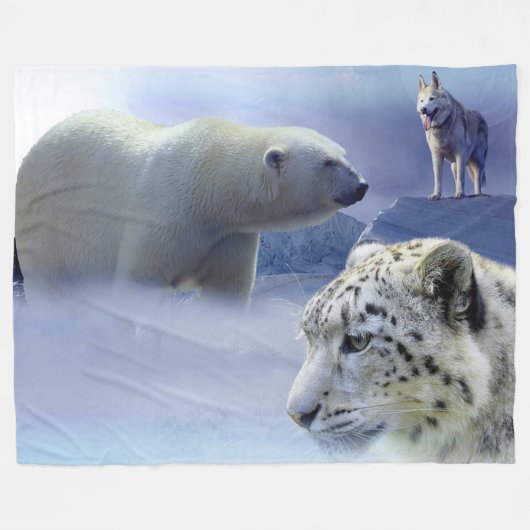 Eisbär, Hund und Schneeleopard Fleecedecke (Vorderseite (Horizontal))