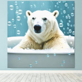 Eisbär im Baden Leinwanddruck (Insitu (Holzboden))