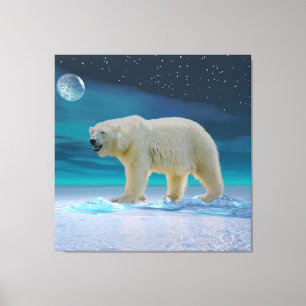 Eisbär im Mondlicht Leinwanddruck