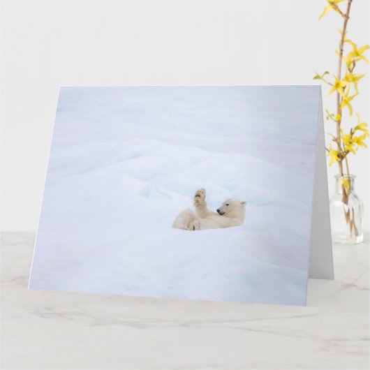 Eisbär im Schnee Karte (Gelbe Blume)