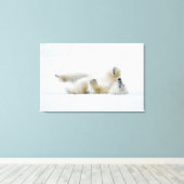 Eisbär im Schnee, Norwegen Leinwanddruck (Insitu (Holzboden))