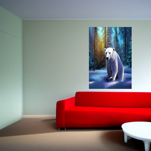 Eisbär im Schneewald | AI Art Poster