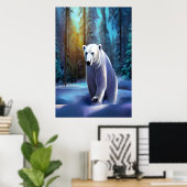 Eisbär im Schneewald | AI Art Poster (Heimbüro)
