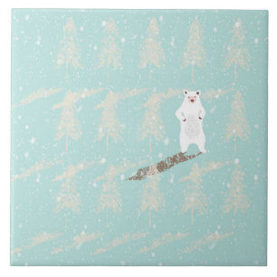Eisbär im Schneewald Fliese