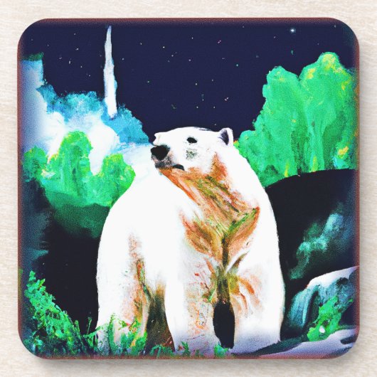 Eisbär im Wilden. Jetzt kaufen Getränkeuntersetzer (Vorderseite)