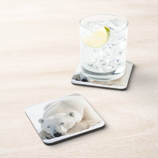 Eisbär im Winter Getränkeuntersetzer (Rechte Seite)