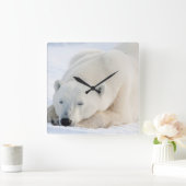 Eisbär im Winter Quadratische Wanduhr (Zuhause)