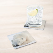 Eisbär im Winter Rechteckiger Pappuntersetzer (Vor Ort)