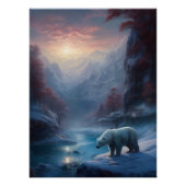 Eisbär im Winterwaldmalerei Poster (Vorderseite)