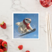 Eisbär in der Luft auf einem Snowboard Serviette (Beispiel)