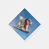 Eisbär in der Luft auf einem Snowboard Serviette (Ecke)