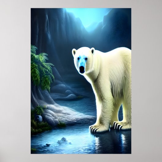 Eisbär in der Oase | AI Art Poster (Vorne)