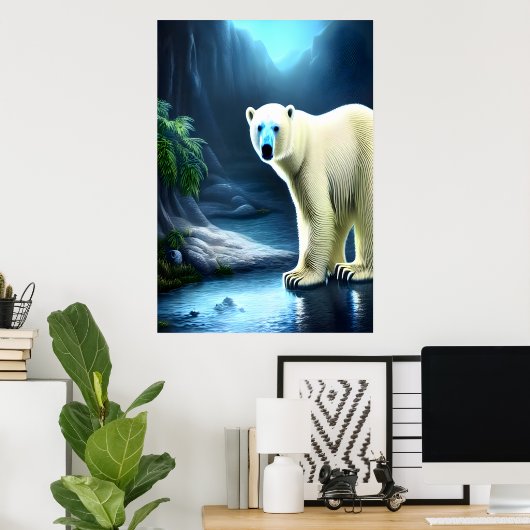 Eisbär in der Oase | AI Art Poster (Heimbüro)