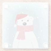 Eisbär in der Weihnachtsmannmütze, personalisiert Glasuntersetzer (Rückseite)