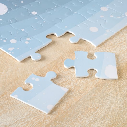 Eisbär in der Weihnachtsmannmütze, personalisiert Puzzle (Seite)