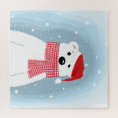 Eisbär in der Weihnachtsmannmütze, personalisiert Puzzle (Horizontal)