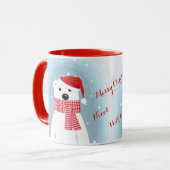 Eisbär in der Weihnachtsmannmütze, personalisiert Tasse (Vorderseite Links)