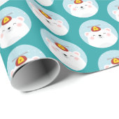Eisbär in einem Propeller-Hut-Muster Geschenkpapier (Rolleneckpunkt)