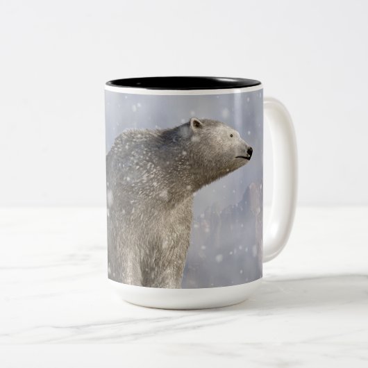Eisbär in einem Schneesturm Zweifarbige Tasse (VorderseiteRechts)