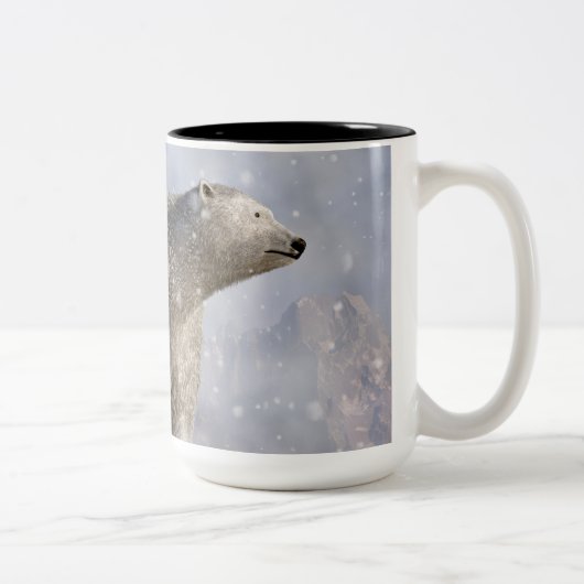Eisbär in einem Schneesturm Zweifarbige Tasse (Rechts)