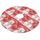 Eisbär in einer Sankt-Kappe - Weiß der Polyester Weihnachtsbaumdecke (Schrägansicht)