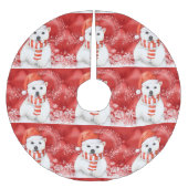 Eisbär in einer Sankt-Kappe - Weiß der Polyester Weihnachtsbaumdecke (Vorderseite)
