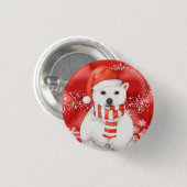 Eisbär in einer santa-Kappe - Schneeflocken mit We Button (Vorne & Hinten)