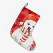 Eisbär in einer santa-Kappe - Schneeflocken mit We Kleiner Weihnachtsstrumpf (Vorderansicht (hängend))