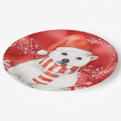 Eisbär in einer santa-Kappe - Schneeflocken mit We Pappteller (Schrägansicht)