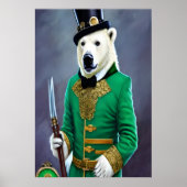 Eisbär in Grün und Gold | AI Art Poster (Vorne)