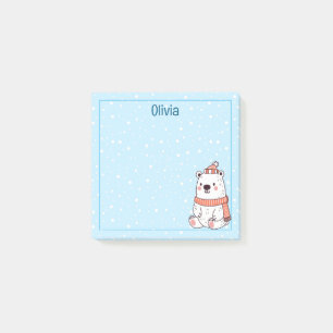 Eisbar in Hut und Schal Personalisiert Post-it Klebezettel