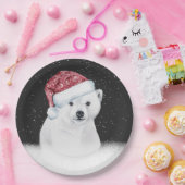 Eisbär in Schneeflocken Pappteller (Party)